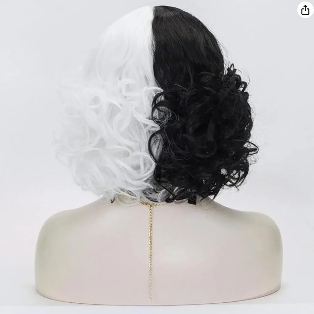 Chic Two-Tone Black and White Curly Wig - Picture 3 of 8